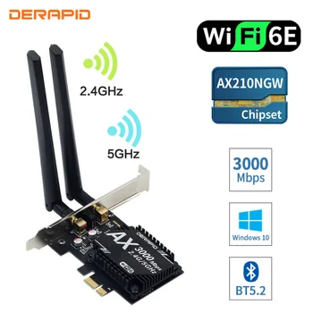 Dual Band 3000Mbps WiFi 6E Intel AX210 Bezdrôtový PCIE Adaptér 802.11 ax MU-MIMO 2.4 G/5G/6Ghz Karty WiFi Bluetooth5.2 Na pracovnej Ploche PC