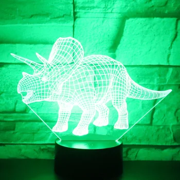 3D LED Nočné Svetlo Dinosaura Triceratops Spustiť s 7 Farieb Svetla, pre Domáce Dekorácie, Lampy Úžasné Vizualizácie Optické