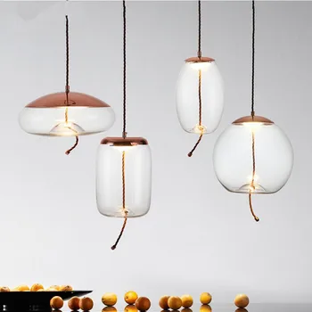 Moderné Bielizeň Lano Sklo Visí Lampa Minimalistický Dizajnér Kruhové Eliptických Prívesok Svetlá Pre Obývacej Izby, Spálne Dekorácie