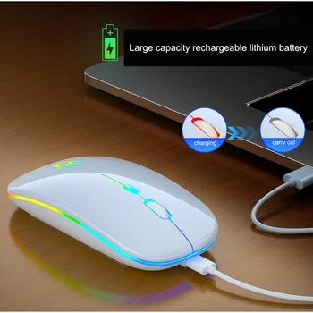 Bezdrôtová Myš Bluetooth RGB Dobíjacia Myš Bezdrôtová Počítač Tichý Mause LED Podsvietený Ergonomic Gaming Mouse Na Notebook PC