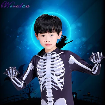 Deti Halloween Kostým Kostra Vzor Kostra Horor Hrať Hry Strany Rodič-dieťa Kostým