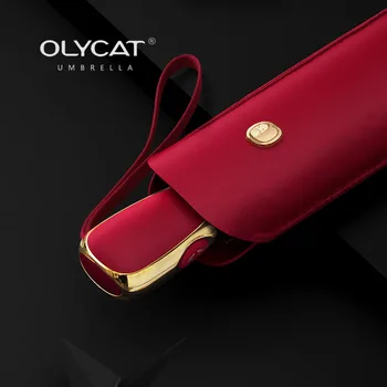 OLYCAT 3 Násobne Automatické Malé Ženy Prenosné Ružový UV Dôkaz Plochá Rukoväť Slnečný a Daždivé Farbou Vonkajší