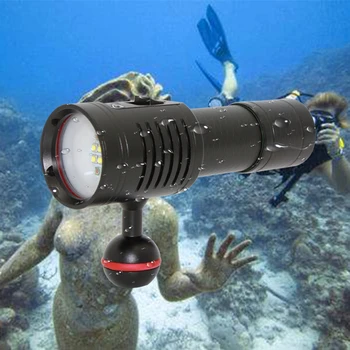 3000LM 4x XP-G2 Biely + 2x XPE Červená LED Potápačská Baterka Potápanie Video Fotografovanie Vodotesné Svetlo, Pochodeň, Potápať pod vodou Lampa