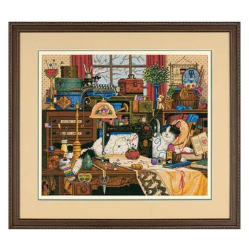 Kvalitné krásne počíta cross stitch auta Maggie Sa Messmaker šijací stroj cat, kitty rozmery 03884, šitie izba