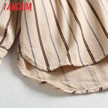 Tangada módne ženy vintage prekladané bavlnená blúzka nadrozmerná dlhý rukáv 2019 žena tričko voľné žena bežné topy BAO17
