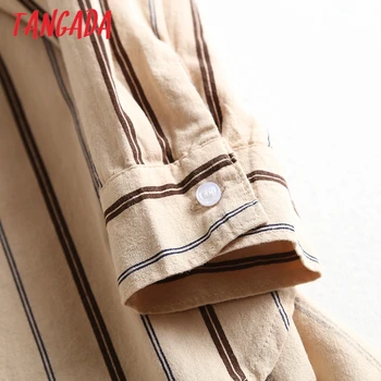 Tangada módne ženy vintage prekladané bavlnená blúzka nadrozmerná dlhý rukáv 2019 žena tričko voľné žena bežné topy BAO17