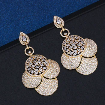 Nevesta Hovoriť Elegantné Ženy Náušnice Cubic Zirconia Farebné Kamenné Lesklé Crystal Indian Svadobné Šperky Pre Svadobné Zapojenie Strany
