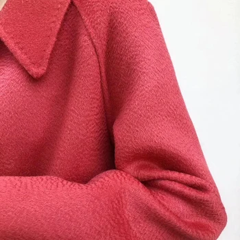 High-end vody zvlnenie plný vlny kabát obojstranné vlnené kabát ženy dlho javorový list červený kabát cashmere