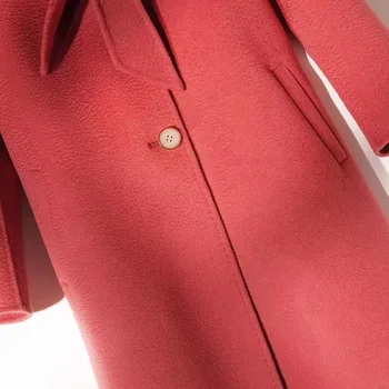 High-end vody zvlnenie plný vlny kabát obojstranné vlnené kabát ženy dlho javorový list červený kabát cashmere