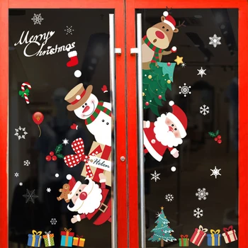 Veselé Vianoce Okno Nálepky Santa Claus, Vianočné Stenu, Dekorácie pre Domov 2020 Šťastný Nový Rok Vymeniteľné Nálepky