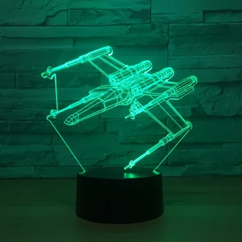 X Fighter 3D Ilúziu Lampa 7 Farieb Lietadlo 3D Led Nočné Osvetlenie Star Wars Touch Usb Tabuľka Lampara Lampe Dieťa Spí Nočného