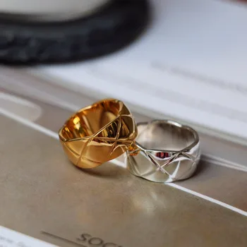 Jednoduchá Žena Geometrické Kovový Krúžok Reálne 925 Sterling Silver Gold Zásnubný Prsteň Vintage Snubné Prstene Pre Ženy