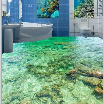 Beibehang Vlastné podlahy 3d veľké estetické, krásne morské vody zvlnenie 3D obývacia izba, spálňa nákupné centrum podlahy, steny papier