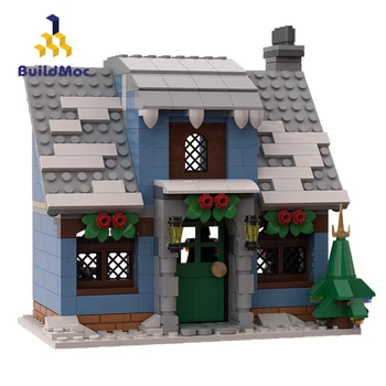 Buildmoc Mesta Budovy Na Ulicu Vianočný Dom Santa Claus V Zime Chata Obec Strom Sady Stavebné Kamene Vianočné Hračky
