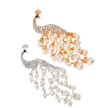 Móda Ženy Veľké Brošne Lady Phoenix Imitácie Perál Kamienkami Crystal Svadobné Brošňa Pin Šperky Vyparádiť BRO65