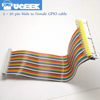UGEEK 2*20 pin Samec Samica GPIO kábel pre Raspberry Pi A+ B+ 3B 3B+ 2B 4B nula 40pin Rainbow kábel|20 c