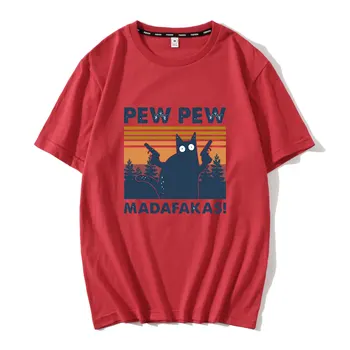 2020 Módne Letné Pew Pew Madafakas T Shirt Novinka Vtipné Mačku Vintage Posádky Krku pánske T-Shirt Vtipné Tričko pre Humor