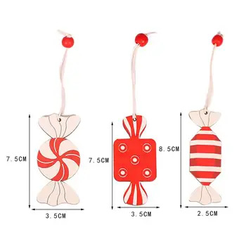 9PCS Vianočné Ozdoby, Drevené Visí Prívesky Candy tvar Vianočný Stromček, Hračky, Ozdoby, Darčeky na Vianočný Strom Domova Navidad