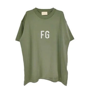 Najlepšia Verzia Army Zelená Inside-out Bavlna T-shirt Reflexné List Nadrozmerné Čaj