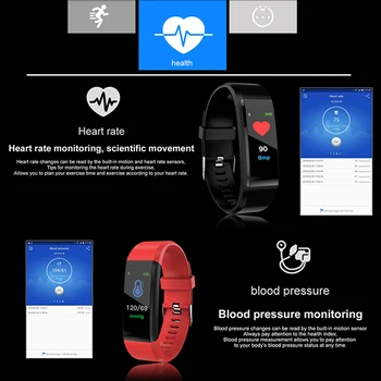 115 Plus Smart Horloge Gezondheid Hartslag Bloeddruk Fitness Tracker Polsband Monitor Šport Smart Horloge voor ios android
