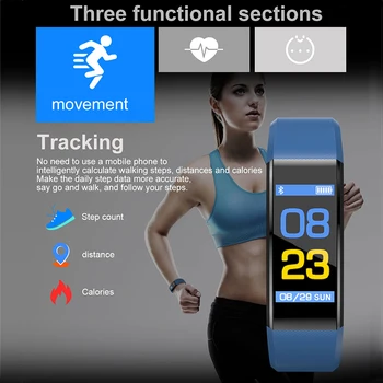 115 Plus Smart Horloge Gezondheid Hartslag Bloeddruk Fitness Tracker Polsband Monitor Šport Smart Horloge voor ios android