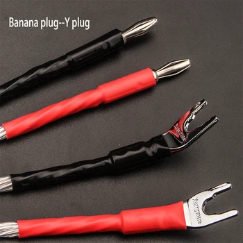 20 cm 8Ag OCC strieborné pozlátené hifi kábel reproduktora most kábel reproduktora audio kábel banana plug-Y plug/banana plug-banán /Y plug-Y