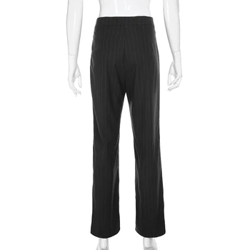 HEYounGIRL Bežné Elegantné Čierne Pruhované Nohavice Vysoký Pás Oblek Nohavice Ženy Kórejský Módne Dámske Nohavice Vrecká Streetwear 2019