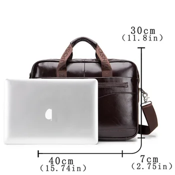 Nepremokavé Business pravej kože Laptop taška 15.4 14 palcový cestovné Mužov Prvá vrstva cowhide kožené ramenný Muž Laptop taška 2020