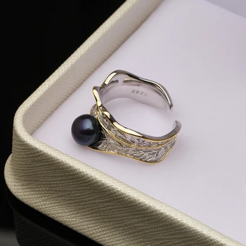 Skutočné 925 Sterling Silver Ring Prírodné Sladkovodné Perly Prstene Pre Ženy Vlastná Žena Krúžok Jemné Šperky Výročie