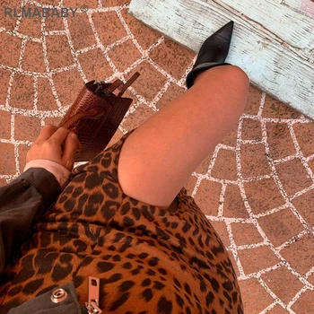 Sexy Predné Split Leopard Tlač Ženy Sukne Módne Štíhly Vysoký Pás Sukne Bežné Streetwear Package Hip Podkolienok Ženské Sukne