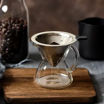 Opakovane Sklo Drip Kužeľ Coffee Pot S Nerez Filter Domova Dripper Zalejeme Kávy Barista Nástroje LA546