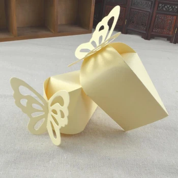 50pcs Laserom Rezané Motýľ Candy Boxy Prospech Darčekové Krabice Európskej DIY Narodeninovú Tortu Boxy Baby Sprcha Svadby, Narodeniny Dodávky