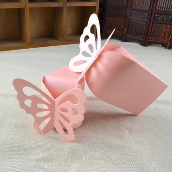 50pcs Laserom Rezané Motýľ Candy Boxy Prospech Darčekové Krabice Európskej DIY Narodeninovú Tortu Boxy Baby Sprcha Svadby, Narodeniny Dodávky