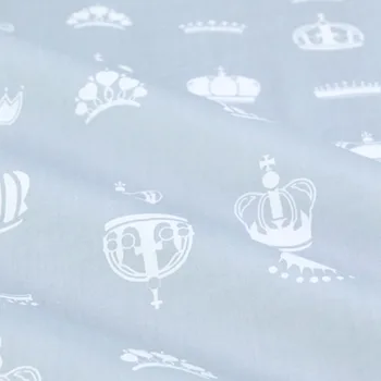 Bavlna CARTOON biela ŠEDÁ koruny chevron keper handričkou DIY pre deti detská postieľka na obliečky vankúšov handwork domova tkaniva