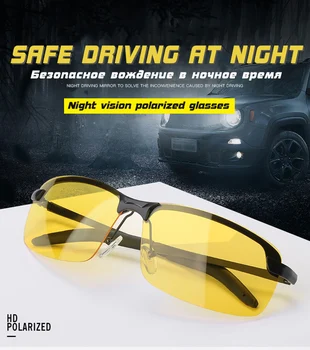 2018 Nové Nočné Videnie slnečné Okuliare Mužov Značky Módny Návrhár Polarizované Noc Auto Bezpečnosť Jazdy Rozšírené Svetlo Anti-glare Okuliare