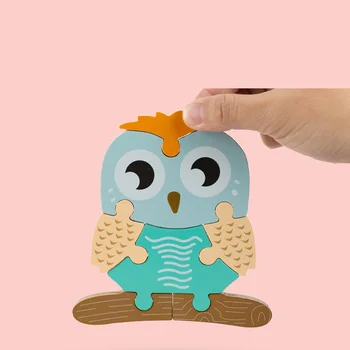 Baby Hračky-Drevené 3d Puzzle Cartoon Zvierat Inteligencie Deti Vzdelávacie Mozgu Teaser Deti Tangram Tvary Vzdelávania Skladačka