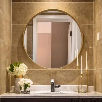 Nordic Domov Kovaného Železa Kolo Kozmetické Zrkadlo Vlastné Hotel Stene Visí Jednoduché Kúpeľňa Zrkadlo Vlhkosti A Špine Odolný