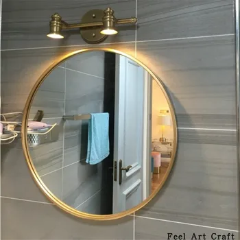 Nordic Domov Kovaného Železa Kolo Kozmetické Zrkadlo Vlastné Hotel Stene Visí Jednoduché Kúpeľňa Zrkadlo Vlhkosti A Špine Odolný