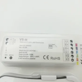 V5-M+R8-2 DC12V - 24V 5CH 2.4 G, RF, RGB+SCS LED Regulátor teploty Farieb ovládanie jasu pre RGB+SCS LED Pásky Pásky svetlo
