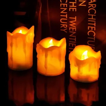 Flameless Ďakovné Sviečky na batériový Blikanie LED Čaj Svetlo Sada 3