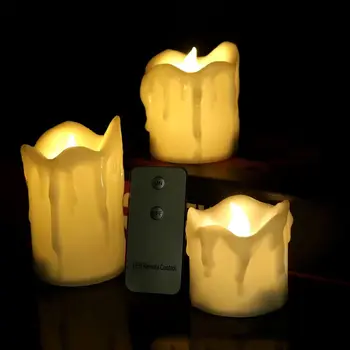 Flameless Ďakovné Sviečky na batériový Blikanie LED Čaj Svetlo Sada 3