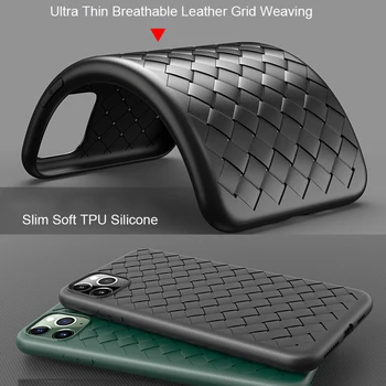 Ultra Tenké Priedušná puzdro Pre iPhone 12 Mini 11 Pro Xs Max XR X 6 6 7 8 Plus SE 2020 Luxusné Kožené BV Mriežky Tkanie Mäkké Pokrytie