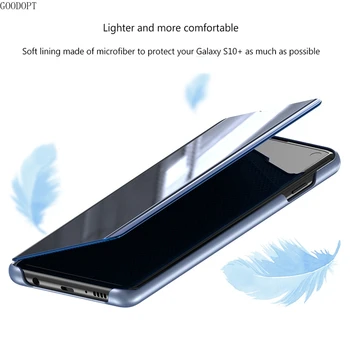 Smart Mirror Okna Flip Puzdro Pre Samsung Galaxy S Rezacím Zariadením S10 S9 S8 Plus Poznámka 9 8 10 A10 A20 A30 A40 A50 A70 A7 2018 Kožený Kryt