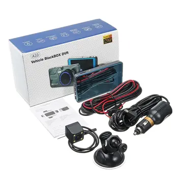 4 palcov Auta DVR Dash Kamerou Zozadu Dual Camera Video 1080P Full Cyklus Nahrávanie Noc G-senzor, Široký Uhol 170