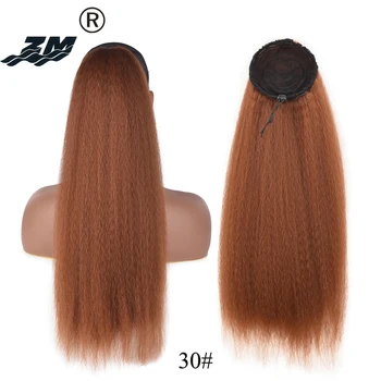 ZM 16 Farieb 24 inch Kinky Afro Rovno Copu Klip v Syntetické Yaki Šnúrkou Pony chvost predlžovanie Vlasov pre Ženy Falošné Vlasy