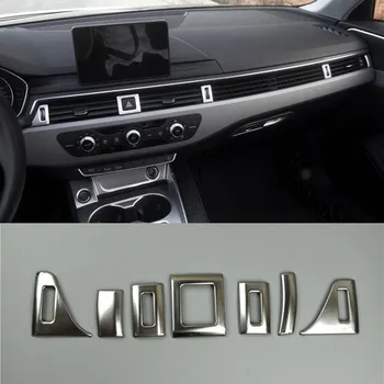Dashboard Air Vent Dekorácie Rám, Kryt z Nerezovej Ocele AC Nálepky Výbava 7pcs Pre Audi A4 B9 2017 Interiéru Auto Príslušenstvo