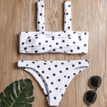 Sexy Brazílske Bikini Set Remeň 2021 Čiernej A Bielej Polka Dot Plavky Ženy, Plavky, Plážové Oblečenie Plávať Plavky Pre Ženy