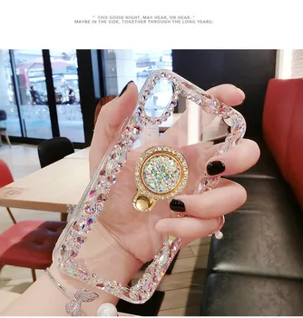 Luxusné Fondov Capa Bling Ring Držiteľov Stojí Drahokamu Jasné, Mäkké puzdro Pre iPhone11 12 pro max X XS MAX XR 8 7 6Plus Coque