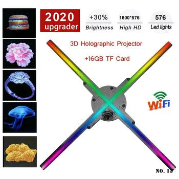 WiFi 3D Hologram Projektor Ventilátor, Ovládanie Holografické Zobrazenie 576 Led Hologramy Led 55/56 CM WiFi/PC Ovládanie Obchod, Party Decor