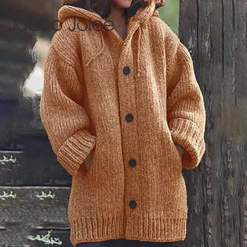 ženy Vesty sveter kabát Teplý Sveter Coats Voľné Vlny Pletený Kabát na Jeseň Zima Ženy Dlhý Sveter Nadrozmerné Kapucňou